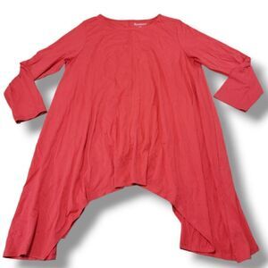 Roaman's Top Size Large 18/20 Plus Size Blouse Tunic Asymmetrical High Low Shirt